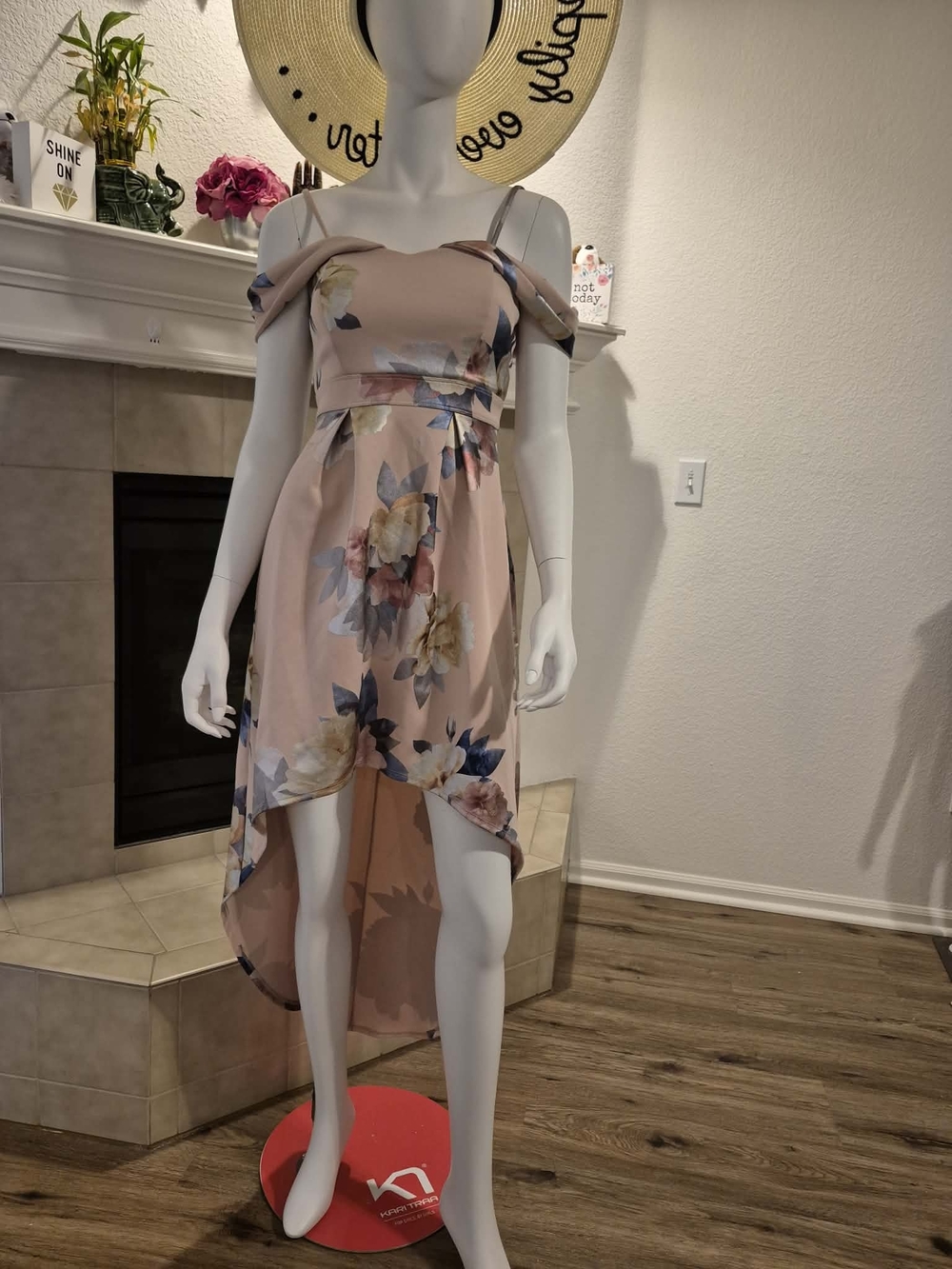 Storm Blush Pink Floral Off-Shoulder High-Low Dress